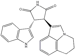 Molecular Structure of 1000873-98-2 ((3R,4R)-3-(5,6-dihydro-4H-pyrrolo[3,2,1-ij]quinolin-1-yl)-4-(1H-indol-3-yl)pyrrolidine-2,5-dione)